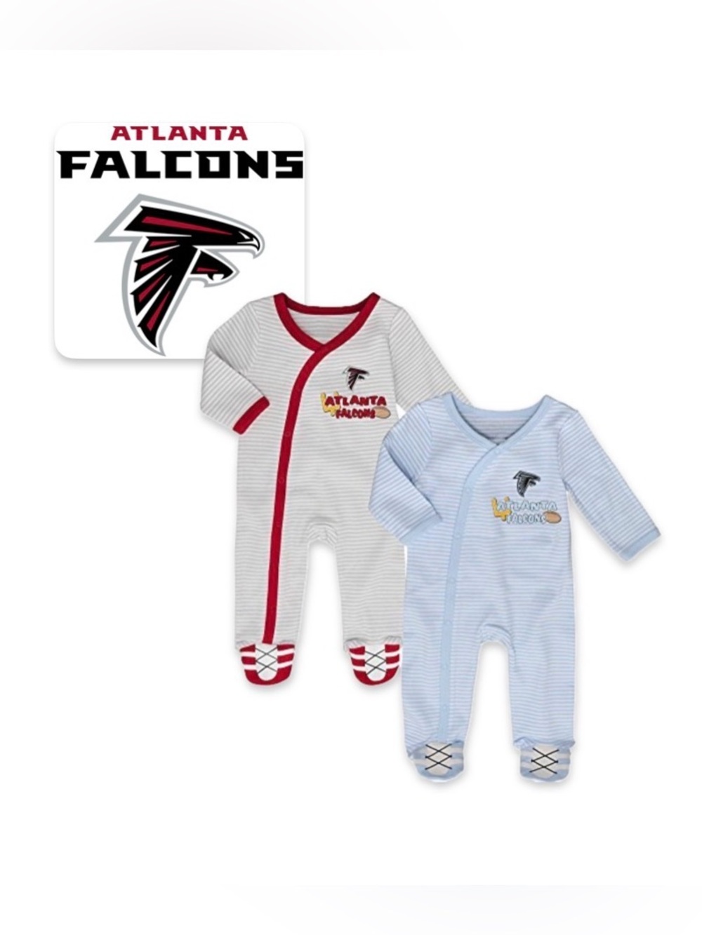 NWT Lot of 2x [NFL] Atlanta Falcons NFL 1-Piece Footie Pajamas Baby/Infant 6/9M